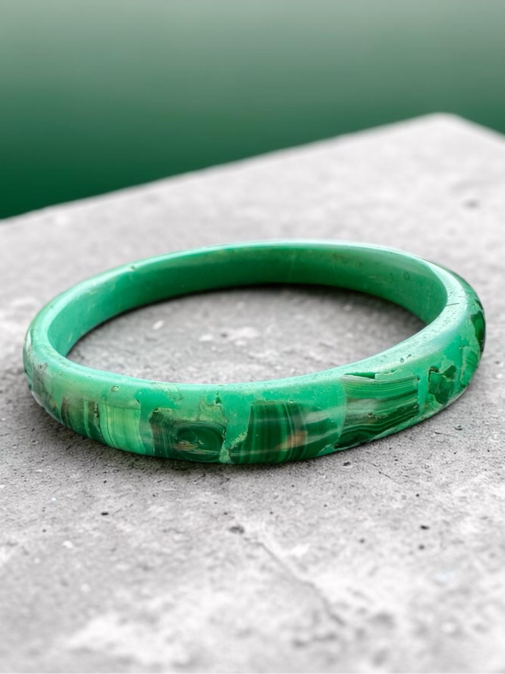 Vintage Natural Malachite Gemstone Bangle Bracelet 8